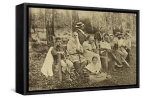 Russian Author Leo Tolstoy with Guests, Yasnaya Polyana, Near Tula, Russia, 1895-Sophia Tolstaya-Framed Stretched Canvas