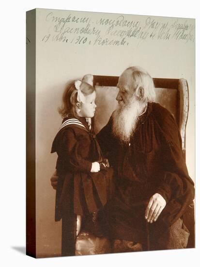 Russian Author Leo Tolstoy with His Granddaughter Tatiana, Yasnaya Polyana, Russia, C1910-Vladimir Grigorievich Chertkov-Stretched Canvas