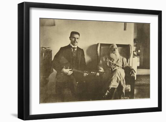 Russian Author Leo Tolstoy with the Balalaika Player Boris Troyanovsky, Russia, 1909-Sophia Tolstaya-Framed Giclee Print