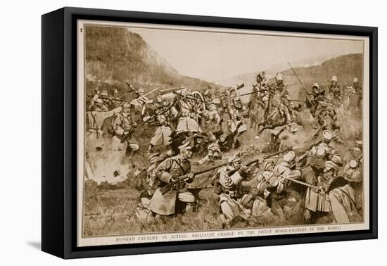 Russian Cavalry in Action: Brilliant Charge by the Finest Horse-Soldiers in the World, 1914-Richard Affman-Framed Stretched Canvas