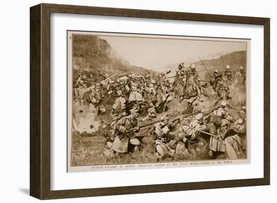 Russian Cavalry in Action: Brilliant Charge by the Finest Horse-Soldiers in the World, 1914-Richard Affman-Framed Giclee Print