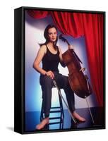 Russian Cellist Nina Kotova in Casual Full Length Portrait with Her Cello-Ted Thai-Framed Stretched Canvas