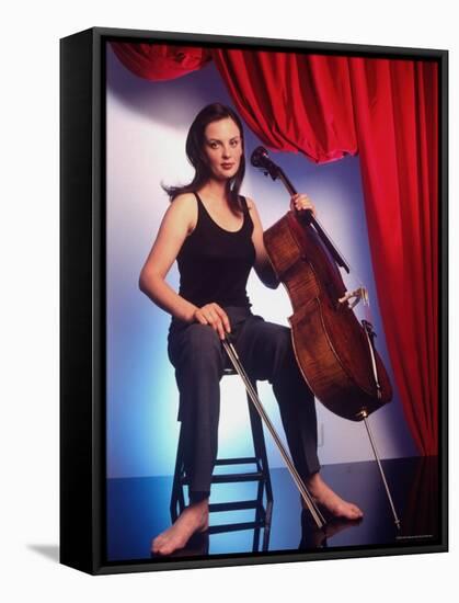 Russian Cellist Nina Kotova in Casual Full Length Portrait with Her Cello-Ted Thai-Framed Stretched Canvas