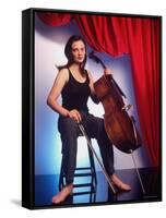 Russian Cellist Nina Kotova in Casual Full Length Portrait with Her Cello-Ted Thai-Framed Stretched Canvas