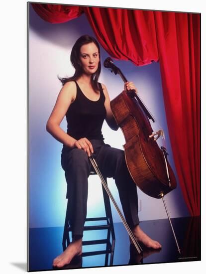 Russian Cellist Nina Kotova in Casual Full Length Portrait with Her Cello-Ted Thai-Mounted Premium Photographic Print