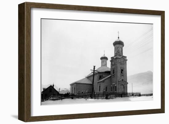 Russian Church in Unalaska, Alaska Photograph - Unalaska, AK-Lantern Press-Framed Art Print