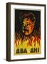 Russian Constructivist Film Poster with Male Figure in Flames-null-Framed Giclee Print