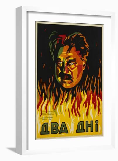 Russian Constructivist Film Poster with Male Figure in Flames-null-Framed Giclee Print