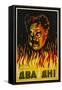 Russian Constructivist Film Poster with Male Figure in Flames-null-Framed Stretched Canvas