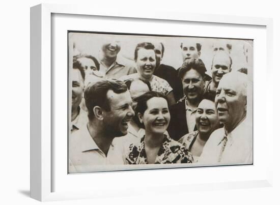 Russian Cosmonaut Yuri Gagarin with His Wife, 1962-null-Framed Giclee Print