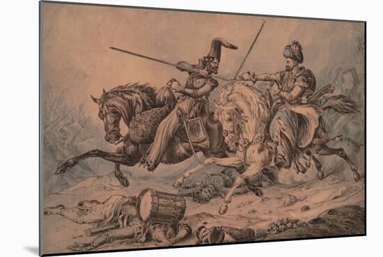Russian Cossack in Combat with a Mameluke, 1815-William Heath-Mounted Giclee Print