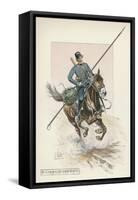 Russian Cossack of the Imperial Guard on Horseback with Lance-L. Vallet-Framed Stretched Canvas
