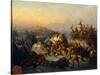 Russian Cossacks Attack French Troops in Transit-Konstantin Nikolayevich Filippov-Stretched Canvas