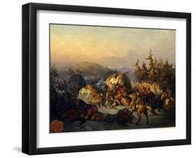 Russian Cossacks Attack French Troops in Transit-Konstantin Nikolayevich Filippov-Framed Giclee Print