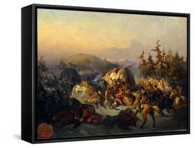 Russian Cossacks Attack French Troops in Transit-Konstantin Nikolayevich Filippov-Framed Stretched Canvas