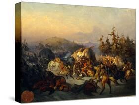 Russian Cossacks Attack French Troops in Transit-Konstantin Nikolayevich Filippov-Stretched Canvas