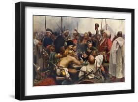 Russian Cossacks Sending a Message of Scorn to the Turkish Army in Constantinople-null-Framed Giclee Print