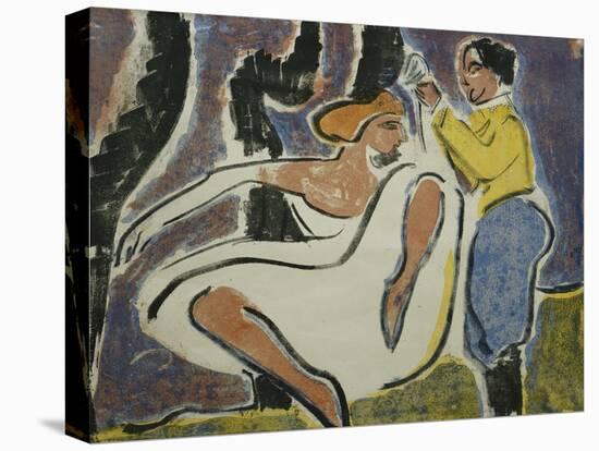 Russian Couple Dancing; Russisches Tanzerpaar, 1909-Ernst Ludwig Kirchner-Stretched Canvas