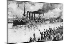 Russian Cruiser on its Way to the Battle of Chemulpo, Russo-Japanese War, 1904-5-null-Mounted Giclee Print