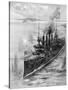 Russian Cruiser under Fire, Russo-Japanese War, 1904-5-null-Stretched Canvas