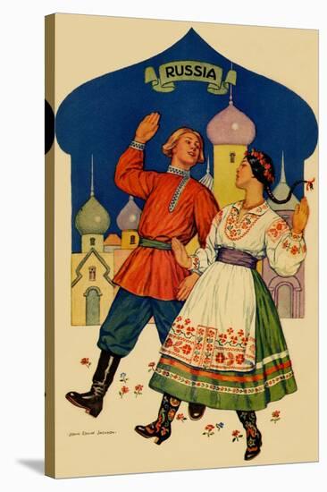 Russian Dancers In a Folk Costume-null-Stretched Canvas