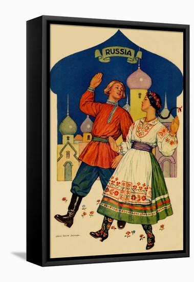 Russian Dancers In a Folk Costume-null-Framed Stretched Canvas