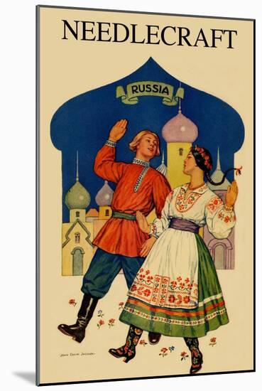 Russian Dancers In a Folk Costume-null-Mounted Art Print