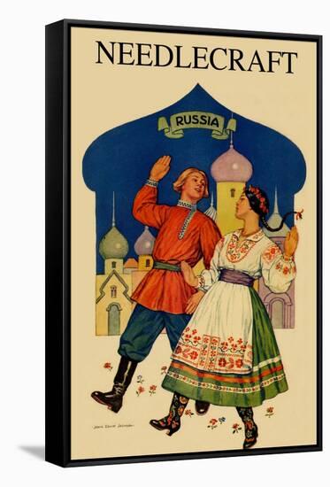 Russian Dancers In a Folk Costume-null-Framed Stretched Canvas