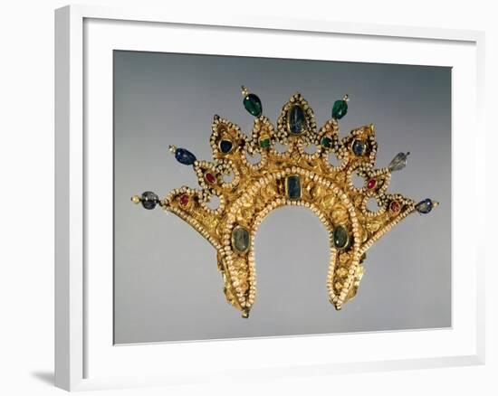 Russian Diadem, Gold Set with Pearls and Semi-Precious Gems, Early 17th Century-null-Framed Giclee Print