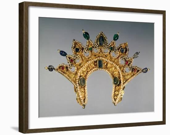 Russian Diadem, Gold Set with Pearls and Semi-Precious Gems, Early 17th Century-null-Framed Giclee Print