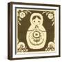 Russian Doll in Brown-June Erica Vess-Framed Art Print