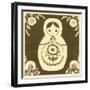 Russian Doll in Brown-June Erica Vess-Framed Art Print