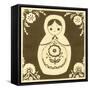 Russian Doll in Brown-June Erica Vess-Framed Stretched Canvas