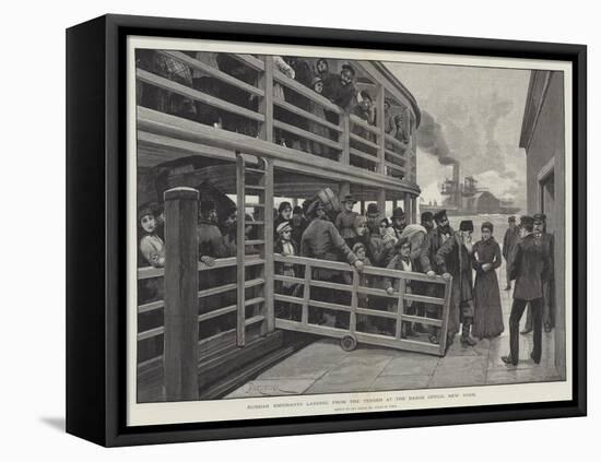 Russian Emigrants Landing from the Tender at the Barge Office, New York-Amedee Forestier-Framed Stretched Canvas