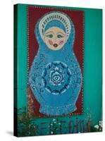 Russian Folk Art at the Samovar Cafe, Nikolaevsk, Kenai Peninsula, Alaska, USA-Walter Bibikow-Stretched Canvas