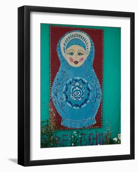 Russian Folk Art at the Samovar Cafe, Nikolaevsk, Kenai Peninsula, Alaska, USA-Walter Bibikow-Framed Photographic Print