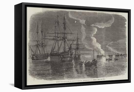 Russian Frigate on Fire in Sebastopol Harbour-Oswald Walters Brierly-Framed Stretched Canvas