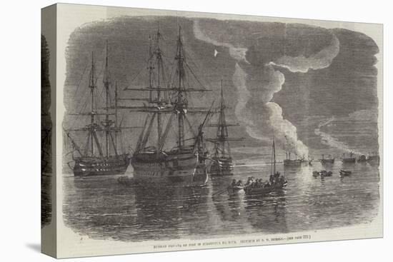 Russian Frigate on Fire in Sebastopol Harbour-Oswald Walters Brierly-Stretched Canvas