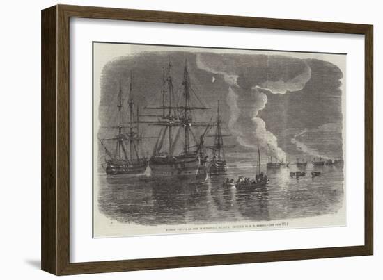 Russian Frigate on Fire in Sebastopol Harbour-Oswald Walters Brierly-Framed Giclee Print