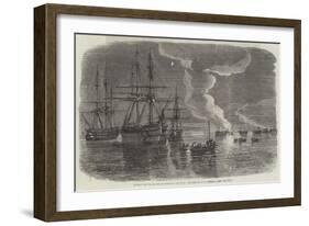 Russian Frigate on Fire in Sebastopol Harbour-Oswald Walters Brierly-Framed Giclee Print