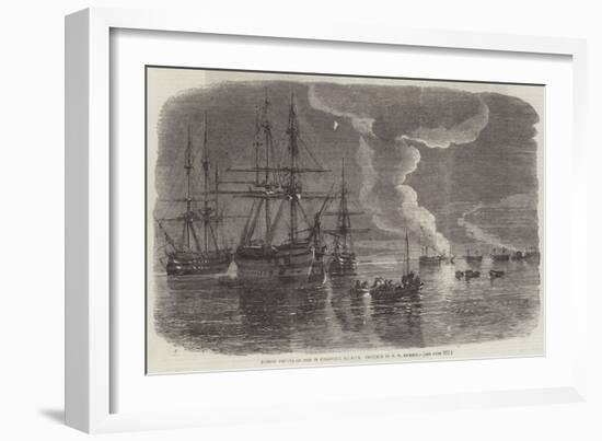 Russian Frigate on Fire in Sebastopol Harbour-Oswald Walters Brierly-Framed Giclee Print