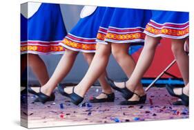 Russian Girls in Traditional Costumes Dancing on Stage. Legs Closeup-Radomir-Stretched Canvas