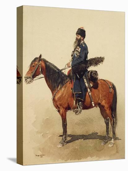Russian Guard Cossack on Horseback, Ataman Regiment, 1884-Edouard Pinel-Stretched Canvas