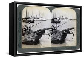 Russian Gunboat 'Bobre' at New Chwang, Manchuria, Russo-Japanese War, 1904-Underwood & Underwood-Framed Stretched Canvas