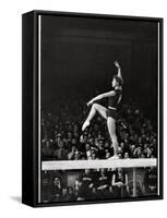 Russian Gymnast Larisa Latynina Competing on the High Beam in the Olympics-John Dominis-Framed Stretched Canvas