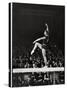 Russian Gymnast Larisa Latynina Competing on the High Beam in the Olympics-John Dominis-Stretched Canvas