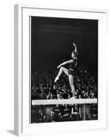 Russian Gymnast Larisa Latynina Competing on the High Beam in the Olympics-John Dominis-Framed Premium Photographic Print