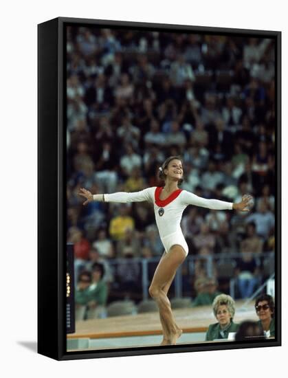 Russian Gymnast Olga Korbut Performing Floor Exercises at Summer Olympics-John Dominis-Framed Stretched Canvas