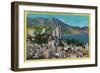 Russian Hill Skyline with Mt. Tamalpais in background - San Francisco, CA-Lantern Press-Framed Art Print