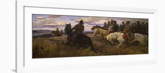 Russian Horsemen in the Steppe, 1957-V.V. Schatalin-Framed Giclee Print